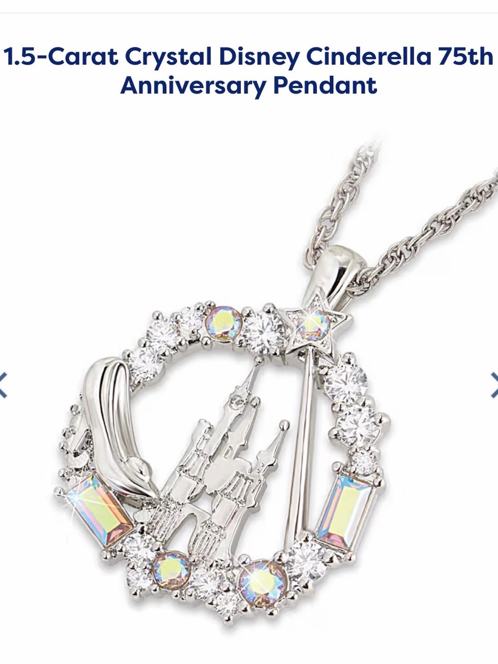 NEW NWT Disney Silver Crystal Cinderella Castle Pendant Necklace - Picture 2 of 6